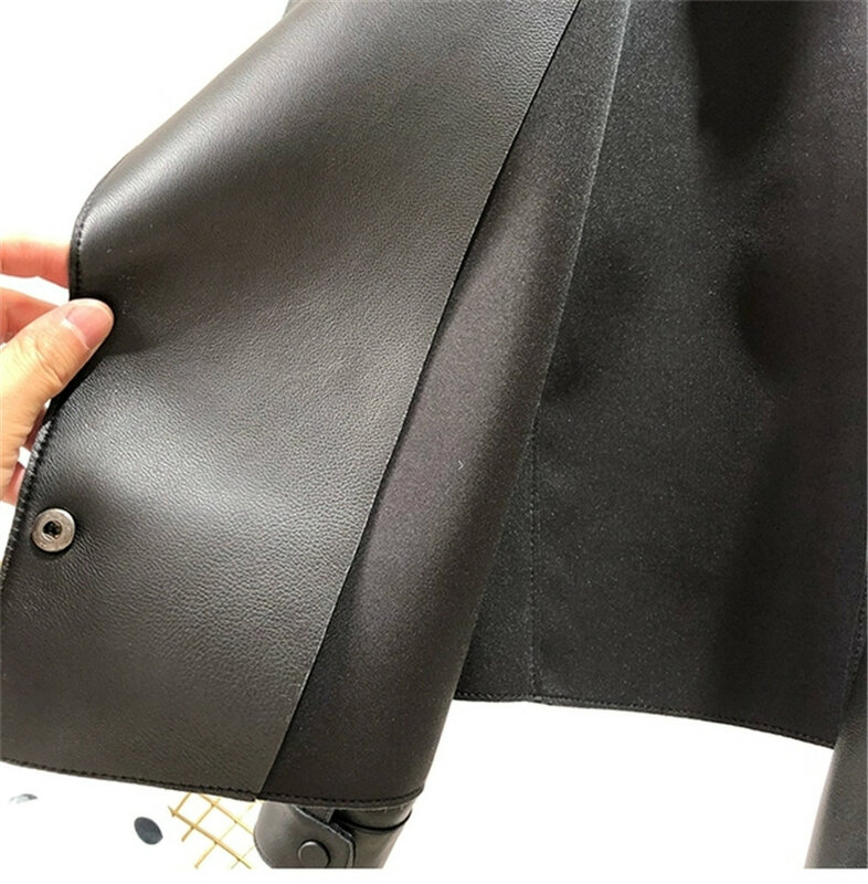LEDEDAZ-Chaqueta corta de piel sintética para mujer, chaqueta holgada e informal de talla grande, para primavera y otoño, color negro y rojo, 2020