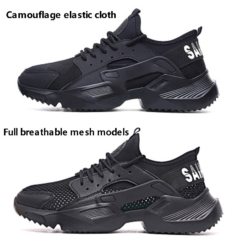 Sapatos masculinos sapatos de segurança de trabalho leve e confortável não-deslizamento de aço toe cap resistente ao desgaste sapatos de trabalho respirável