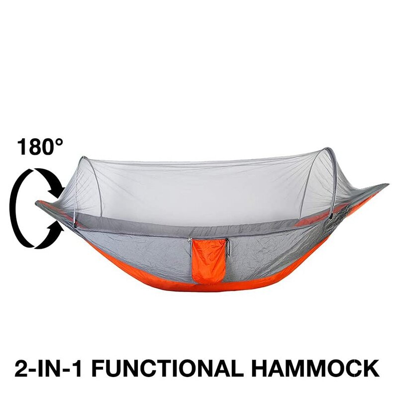 Hamaca portátil para acampar al aire libre para 1-2 personas, con mosquitera, columpio para dormir, cama de viaje ligera para senderismo y campamento, promoción