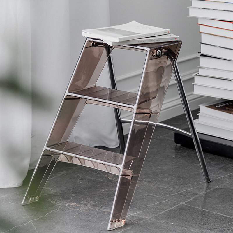 Folding Aluminium Ladders Chair Multifunctional Telescopic Ladder Nordic Acrylic Indoor Anti-Skid Three-Step Herringbone Ladder