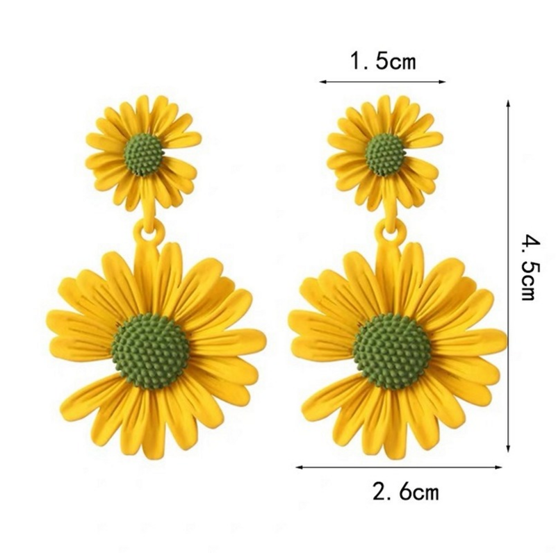 Shiny Side Fashion Jewelry Sweet Love Colorful Small Daisy Flowers Earrings Female Simple Elegant Stud Earring for Woman