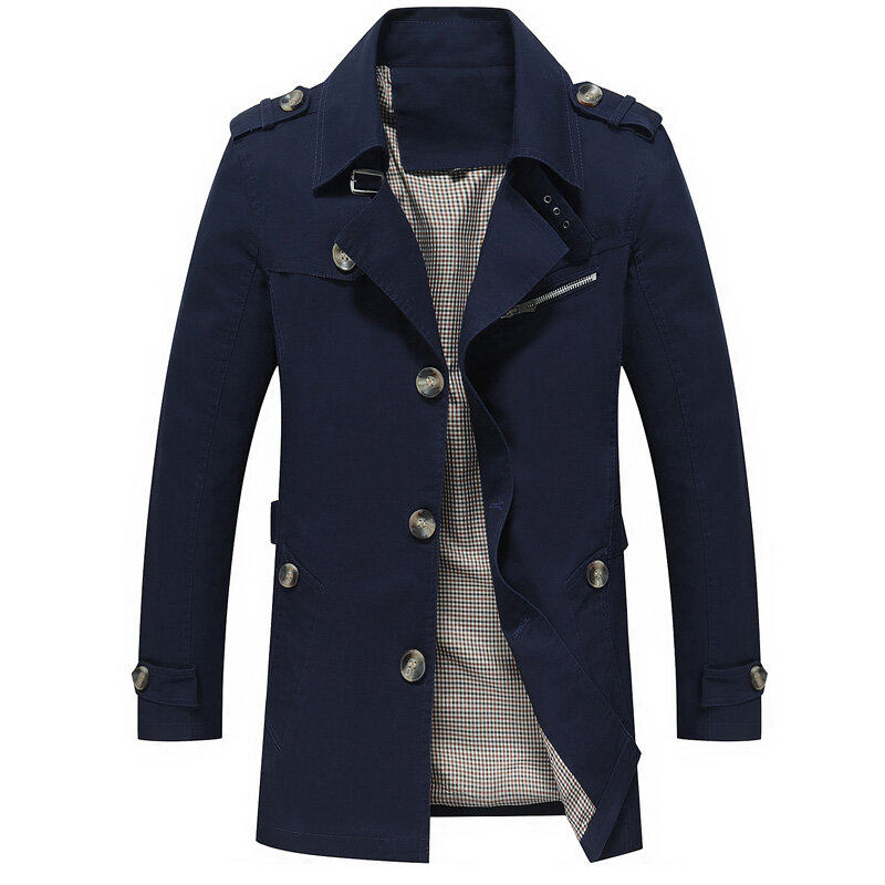 Casaco de trincheira dos homens designer de moda outono marca fina jaqueta de algodão blusão casacos masculinos tamanho L-5XL