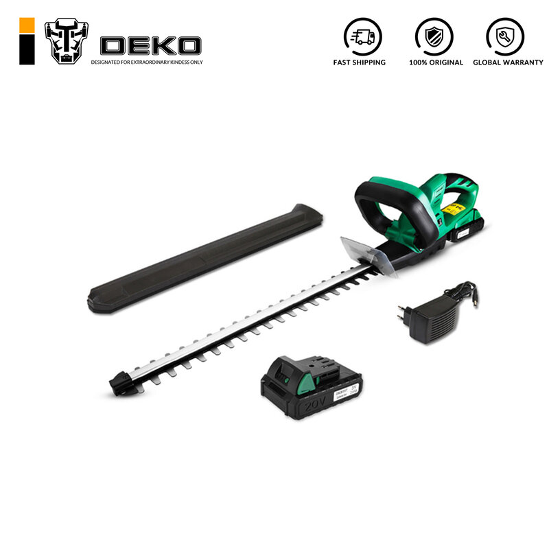 DEKO NEW DKHT07 Cordless Hedge Electric Trimmer Rechargeable Pruning Saw with Dual Blade/Saw and 20V 2000mAh Li-ion Battery