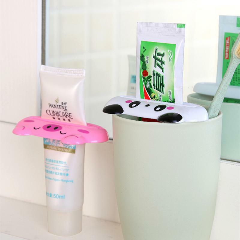 1 Uds Animal fácil dispensador de pasta de dientes de plástico tubo de pasta de dientes exprimidor útil pasta de dientes rodante sostenedor para el hogar Baño