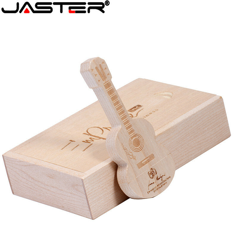 JASTER 메이플 대나무 호두 기타 + 박스 로고 usb 플래시 드라이브 4GB 8GB 16GB 32GB 64GB usb 2.0, 사진 선물 pendrive