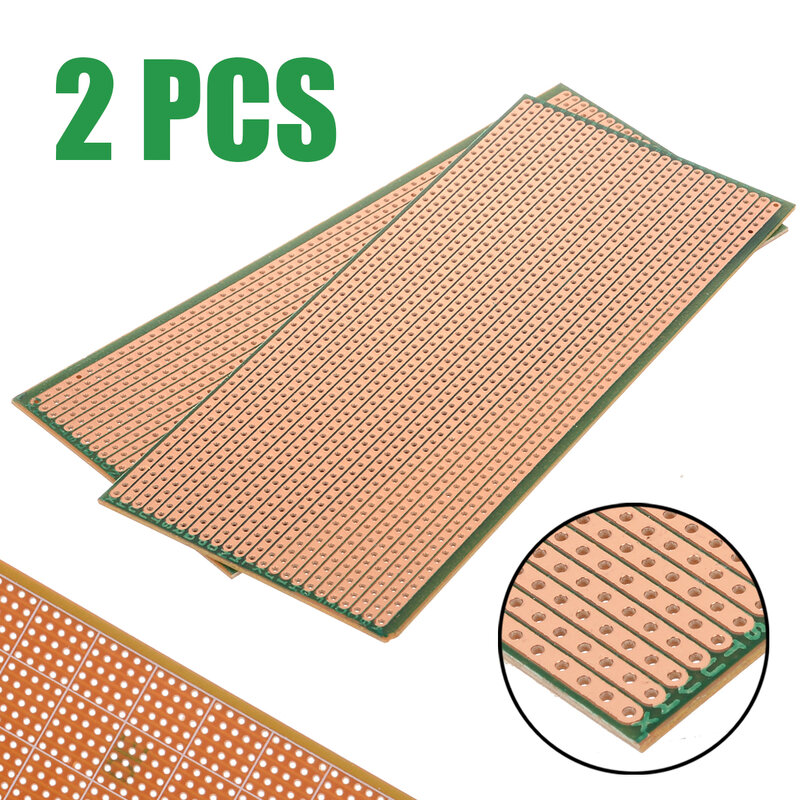 Circuit de PCB en cuivre simple face 6.5x14.5 cm, Platine non coupée pour le soudage Point à Point, 2 pièces