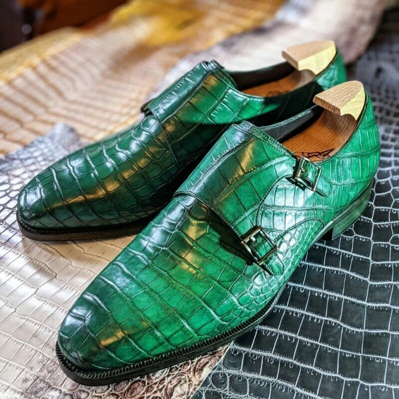 Zapatos de piel sintética Para Hombre, calzado sencillo con punta redonda y sin cordones, estilo Monje, KZ287