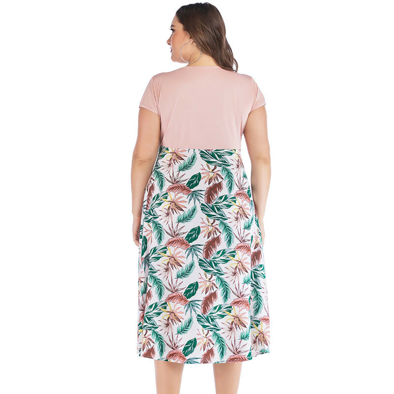 Sommer Kleid Frauen Elegante Kleider Casual Plus Größe Drucken V-ausschnitt Kurzarm Knielangen Rock Robe Femme roben