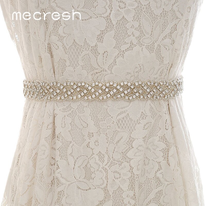 Mecresh-Cinturón de boda elegante con diamantes de imitación, banda de cinta blanca y rosa para vestido de novia, accesorios de boda, MYD022