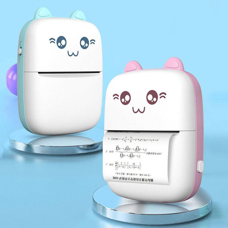 Портативный термальный принтер мини-кот печать бумага фото Карманный термальный принтер печать беспроводной Bluetooth Android IOS принтеры