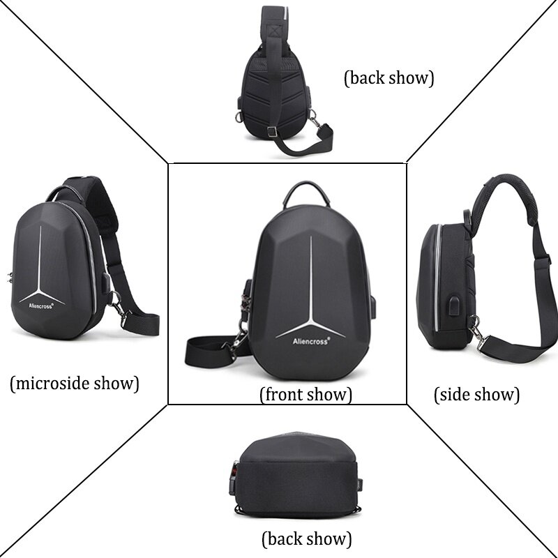 رجال الأعمال عادية أسود مقاوم للماء متعددة الوظائف ثيفبروف حقيبة ساعي الصدر مع منفذ USB