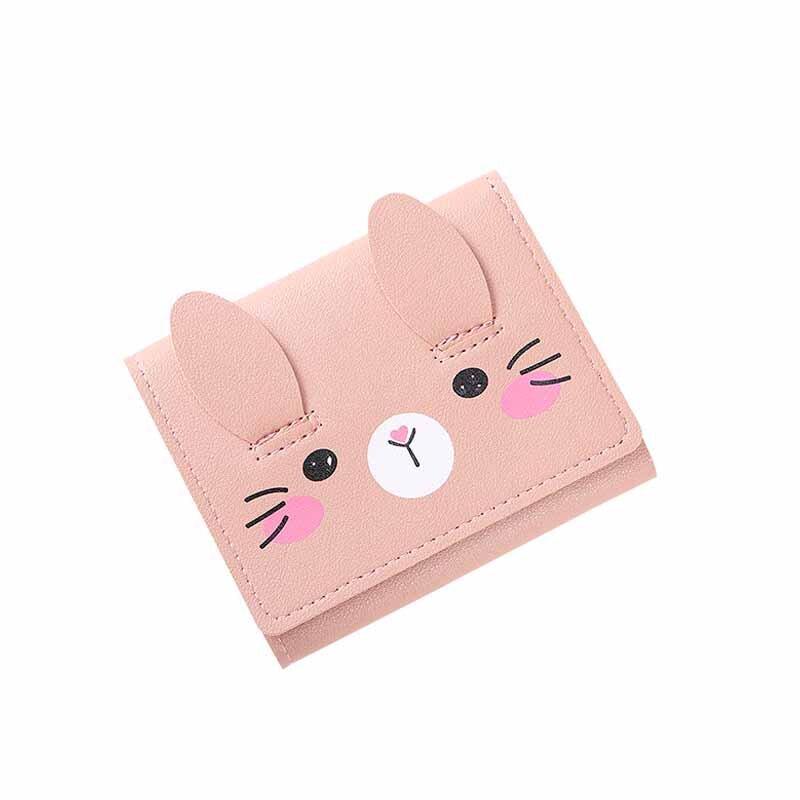 1PC 새로운 여성 지갑 귀여운 고양이 짧은 지갑 가죽 작은 지갑 여자 돈 가방 카드 홀더 숙녀 여성 Hasp 2021 패션