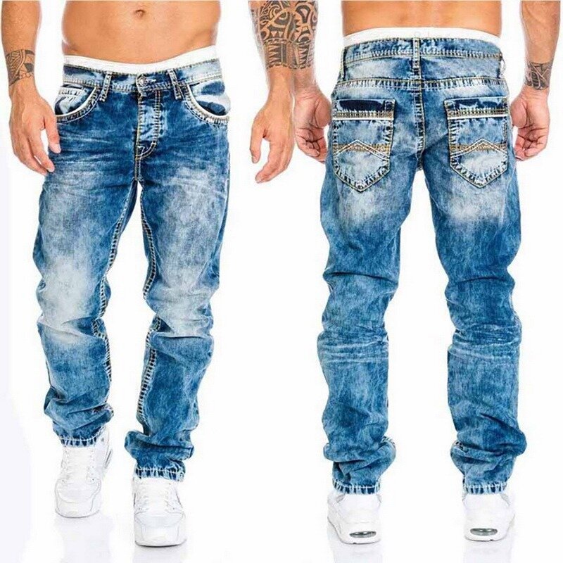 Jeans da motociclista Jeans da motociclista strappati elasticizzati strappati da uomo Jeans Hip-Hop Slim Fit in Denim Punk pantaloni in cotone jeans con cerniera