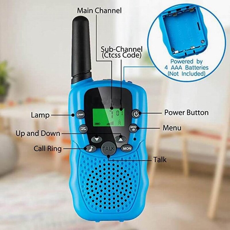 Mini walkie-talkie portátil para niños, dispositivo de comunicación con linterna, potencia segura de dos vías, 2022.2 piezas