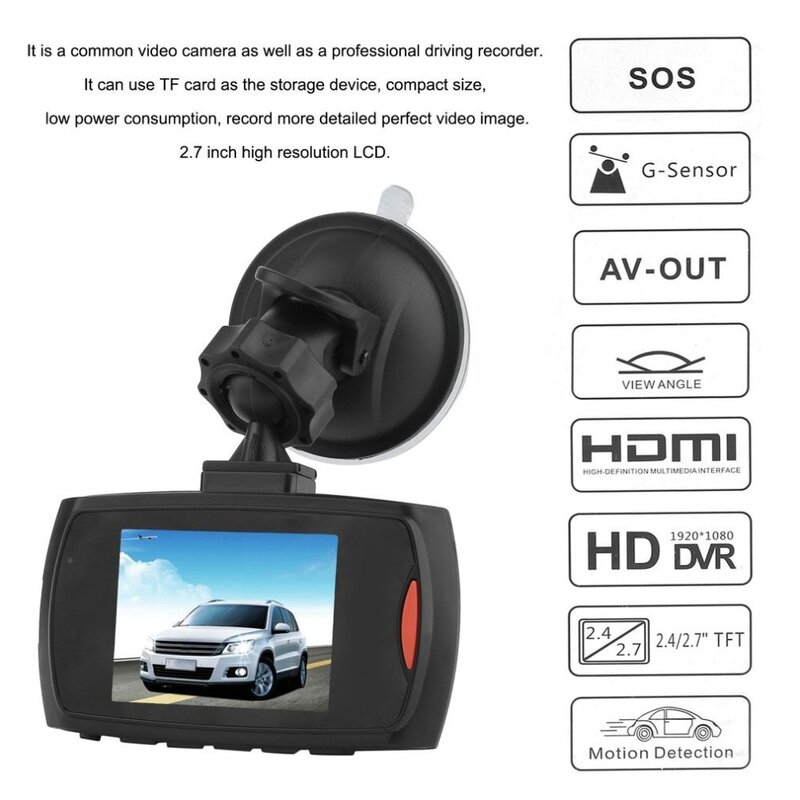 Promotie hoge kwaliteit Auto DVR G30L Auto Camera Recorder Dash Cam G-sensor IR Nachtzicht