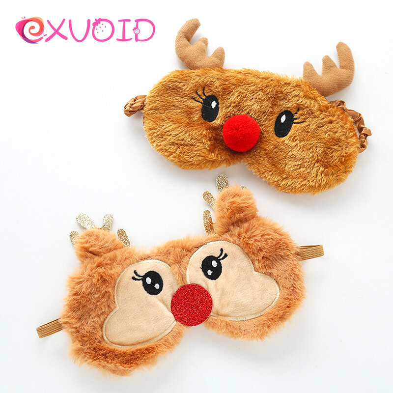 EXVOID Eye Patch Christmas Gift Cotton Eye Cover Travel Relax Sleeping Aid Eyes Mask Eyepatch Erotic Toys Cartoon Deer 1PCS