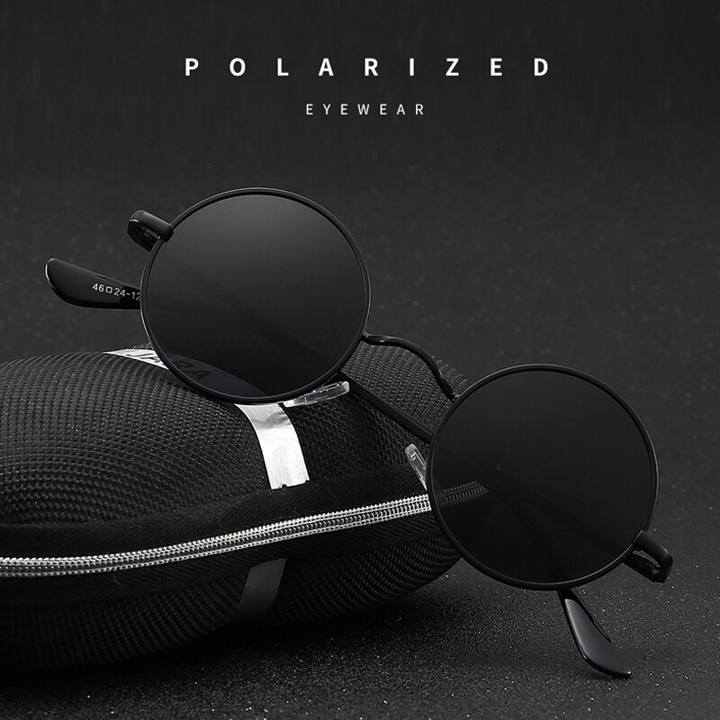 Gafas De Sol polarizadas clásicas para hombre y mujer, lentes De Sol polarizadas De Metal con espejo De diseñador De marca, gafas De Sol redondas De moda Retro Para hombre y mujer
