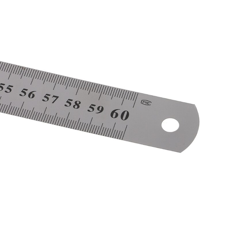 Regla de borde recto de medición de doble cara de acero inoxidable, 60cm, Plata