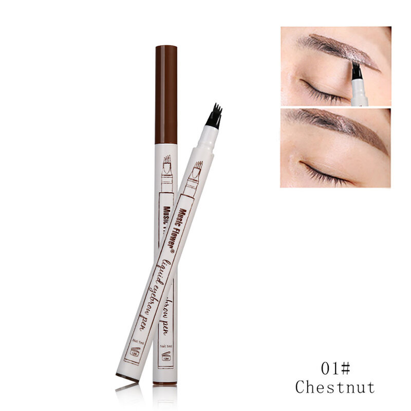 3 ColorsFour-headed Eyebrow Pen Easy to Draw Long-lasting Waterproof and Sweat-proof Water-based Liquid Eyebrow Pencil Cosmetics