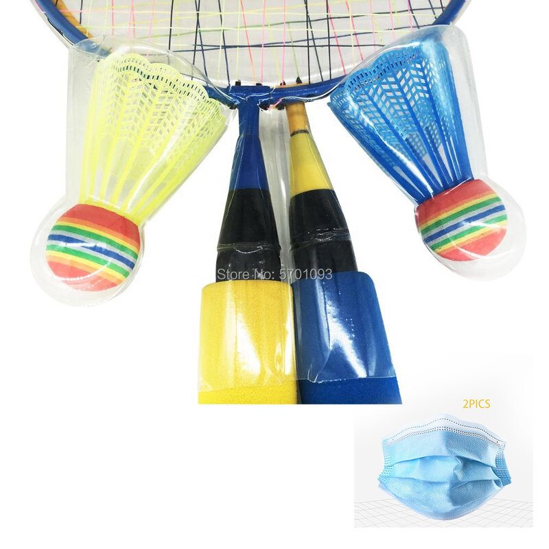 Conjunto de raquetes de badminton para crianças, conjunto com três bolas, ferramenta de treinamento, esportes ao ar livre, jogo de brinquedo