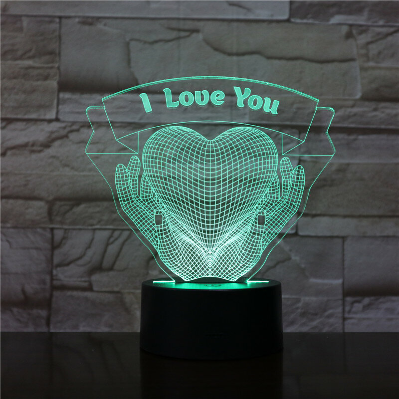 الحب رومانسية ثلاثية الأبعاد القلب LED ليلة ضوء لمبة مكتب الزفاف ديكور غرفة نوم عشاق و زوجين و الحبيب أفضل هدية 1795
