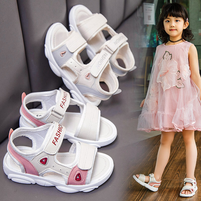 Girl's Sandals 2020 Summer New Style Fashion Weaving Children Sandals Baby Anti-slip Tendon Soft-soled Shoes Kids Sandal