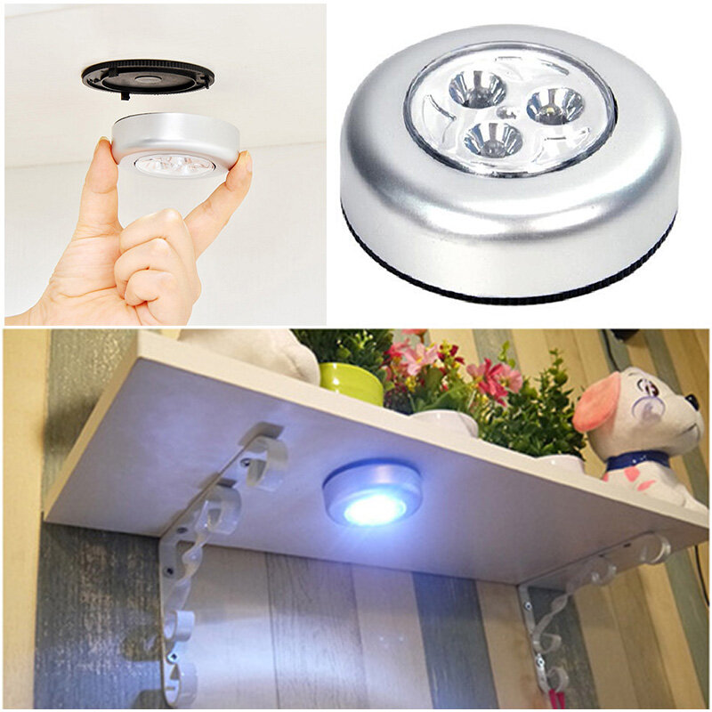 Luces nocturnas inalámbricas, lámpara de decoración de dormitorio, 3LED, para cocina, armario, escalera, habitación, pasillo, lámpara de pared, luz con batería