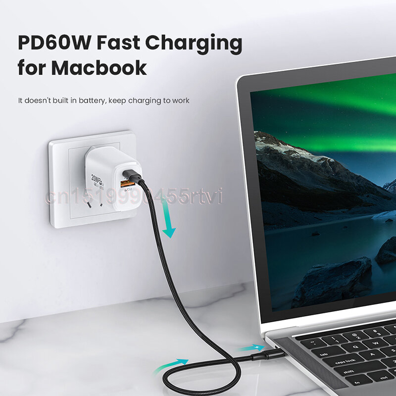 Кабель для быстрой зарядки Robotsky PD60W USB C к USB Type C 3,0 Для Dell для Samsung MacBook Pro USB-C