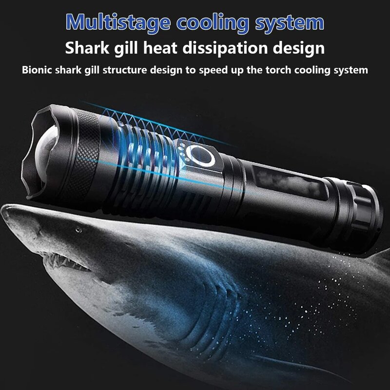 Rechargeable Flashlights LED Tactical Flashlight High Lumens Zoomable 5 Modes Waterproof Power Display or Camping Hiking Outdoor