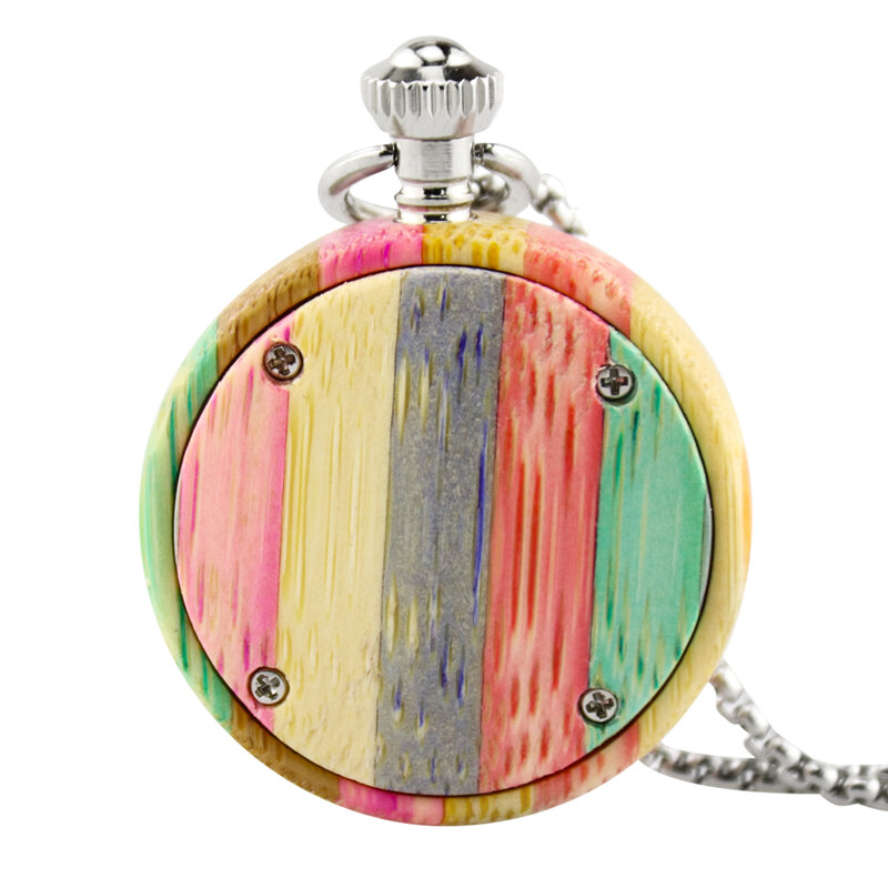Powieść kolorowe drewno bambusowe zegarek kieszonkowy kwarcowy cyfry arabskie okrągła tarcza drewniany naszyjnik zegar kieszonkowy mężczyźni kobiety z łańcuchem
