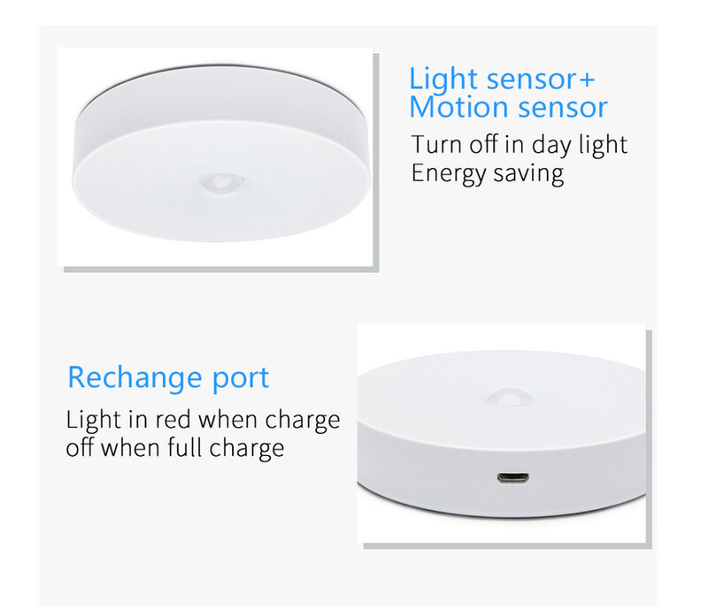 PIR Motion Sensor LED lampka nocna z USB akumulator pod światła do szafki Auto On/Off do sypialni schody szafa szafa kinkiet