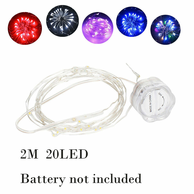 2M LED String Kupfer draht 20LEDs Fee String Lichter Mit Batterie Betrieben Mit Schalter für Outdoor Party Hochzeit weihnachten De