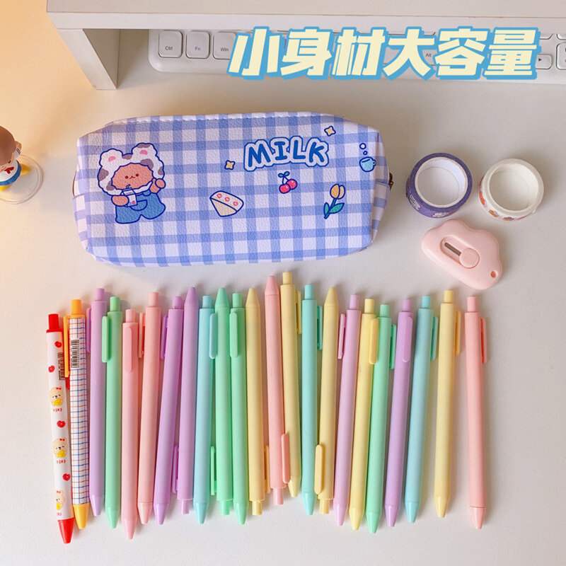 Simple Bear Pencil Case Cute Large-capacity Student Stationery Sweet Pencil Case Multifunctional Stationery Bag Storage Bag
