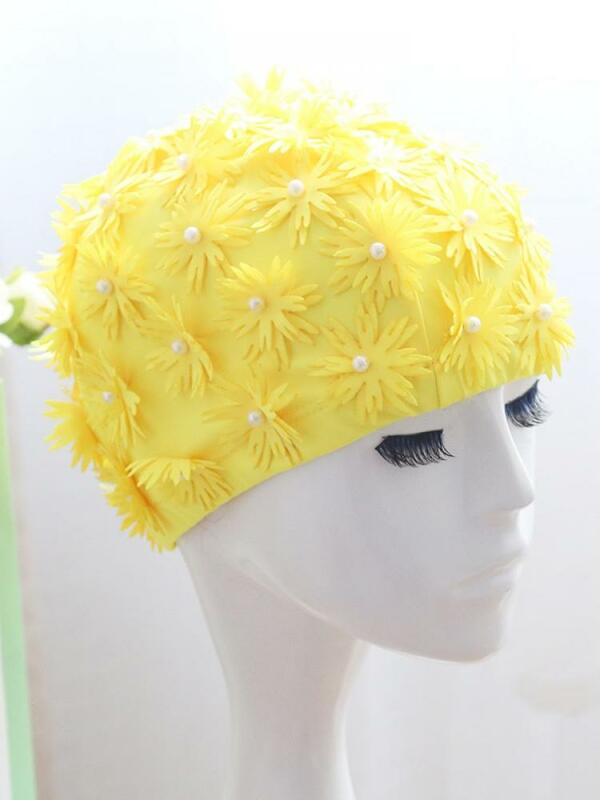 Chapeau de maillot de bain trois dimensions cousu à la main pour femmes, à la mode, Double pétale de fleur, cheveux longs, chapeau de printemps
