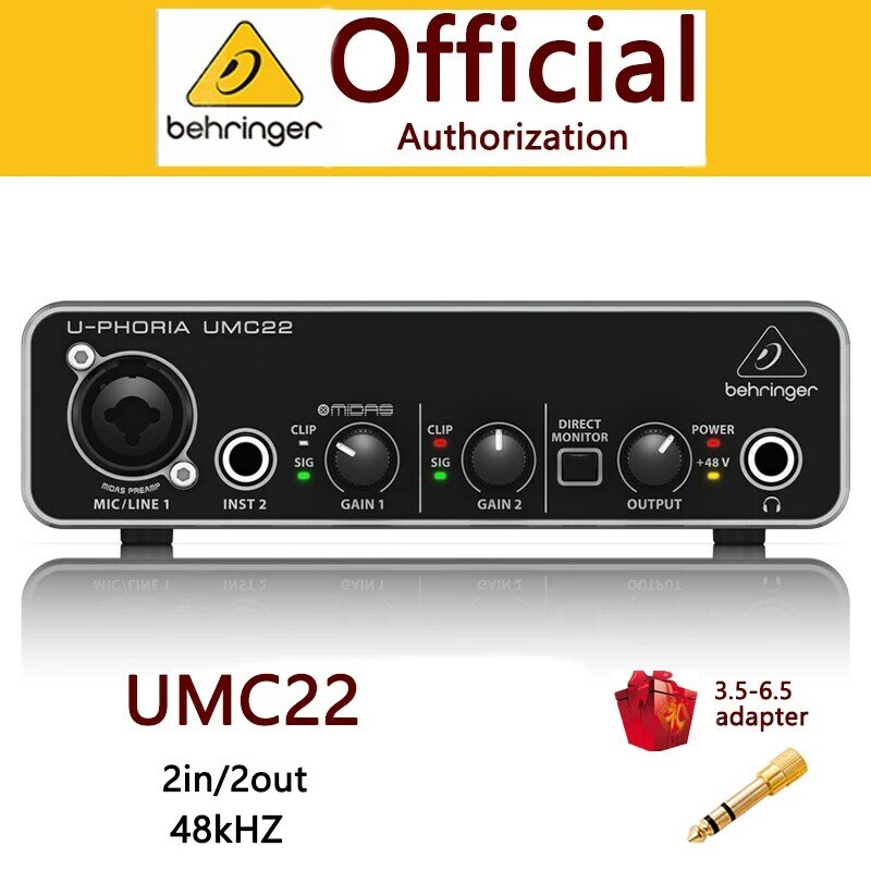 BEHRINGER-umc22 오디오 인터페이스 마이크, 헤드폰 앰프 사운드 카드