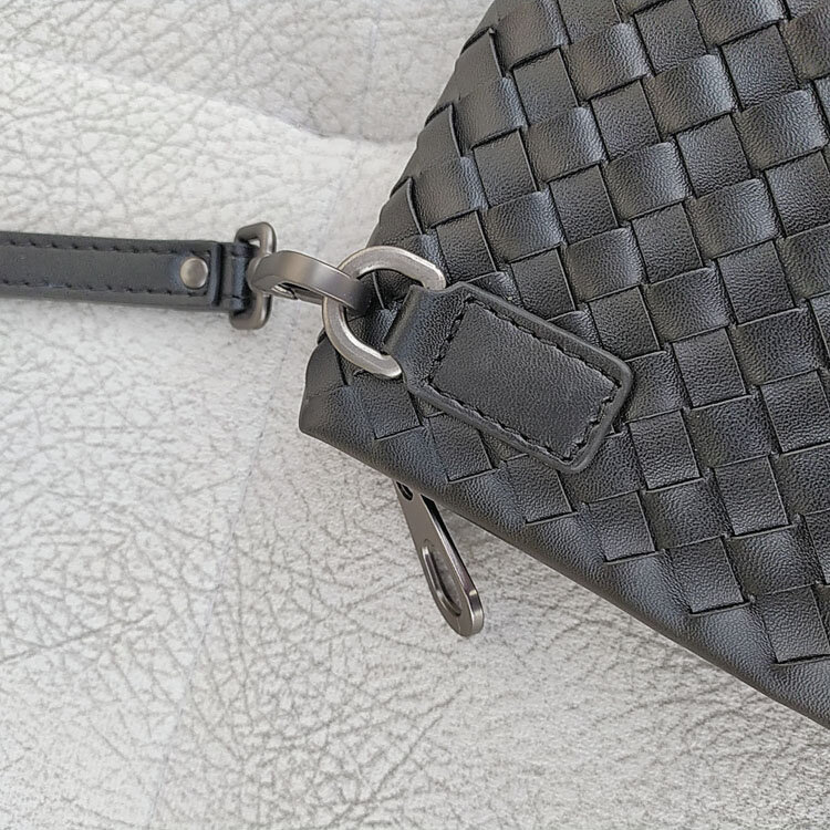 Brand men's bag woven leather large-capacity cowhide bag youth zipper long wallet storage fashion men's bag clutch