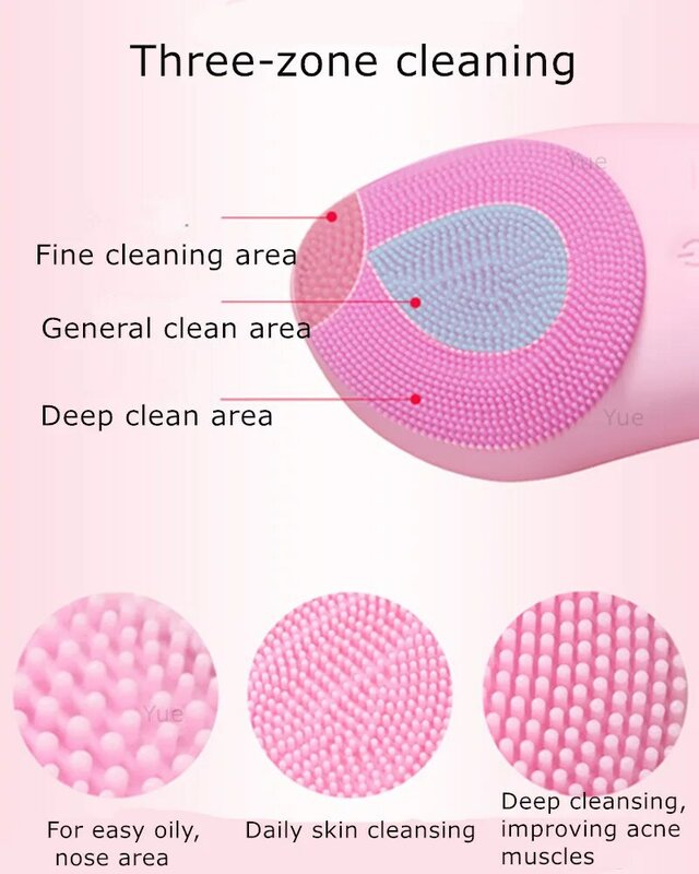 Mini Silicone Electric Facial Cleansing Brush Sonic Face Cleaner Deep Pore Cleaning Device Skin Massager Dropshipping 30#