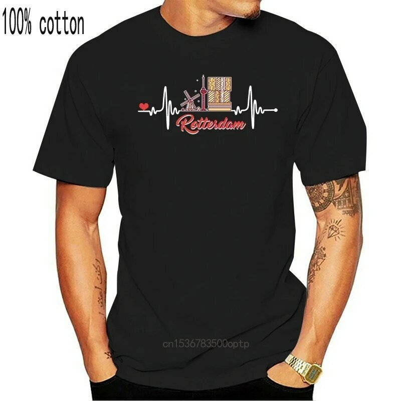 Novo rotterdam batimento cardíaco t camisa dos homens design 100% algodão S-XXXL lazer fitness cômico verão kawaii camiseta