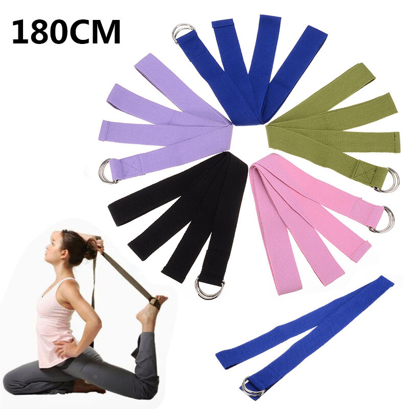 Multi-Farben Frauen Yoga Stretch Strap D-Ring Gürtel Fitness Übung Gym Seil Abbildung Taille Bein Widerstand Fitness bands Baumwolle