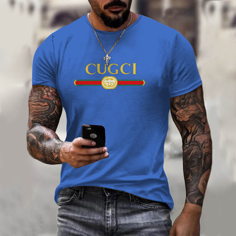 남자 2021 3D GU 순수 컬러 인쇄 티셔츠 통기성 Streetwear 바느질 크기 XXS-6XL 여름 패션