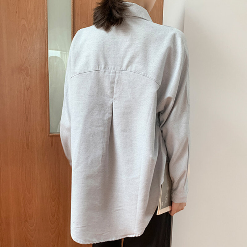 Wyprzedaż jesień zima bluzka z długim rękawem bluzki damskie 1PC koszule damskie koreański kobiet topy kobiety wysokiej jakości luźna koszula kurtka