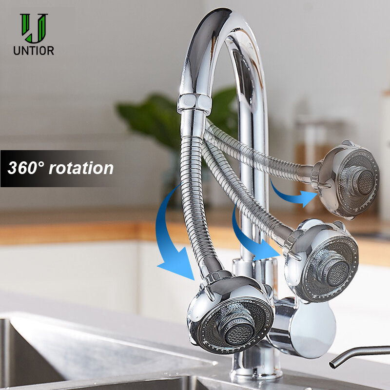UNTIOR-extensor de grifo de cocina de alta presión, aireador giratorio, adaptador de boquilla de ahorro de agua, accesorios para fregadero de baño
