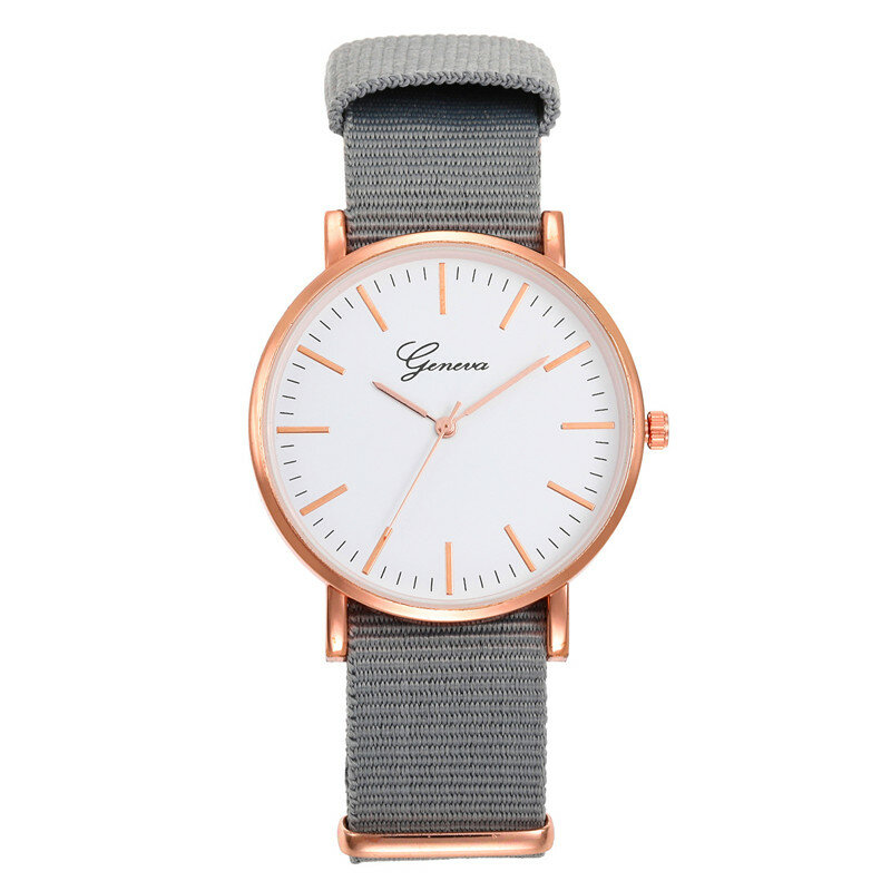 O novo genebra correia de lona simples relógio de quartzo para senhoras relógio de alça de náilon ultra-fino dial relógio feminino