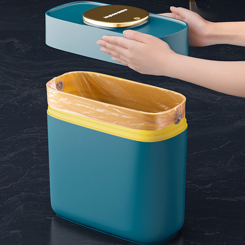 Joybos Luxury Trash Can 13L Bathroom Living Room Waterproof Trash Bin Creative Gold-Electroplating Recycle Garbage Storage
