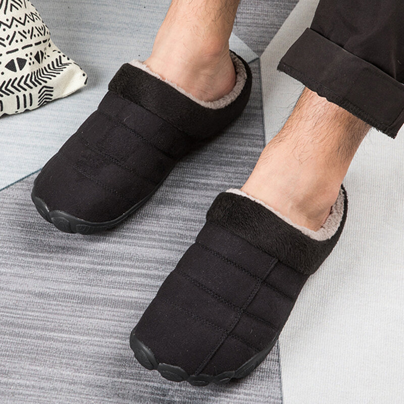 Mannen Slippers Winter Zachte Warme Huis Schoenen Indoor Non-Slip Katoen Slippers Kwaliteit Fleece Warm Slippers Mannelijke Schoenen big Size 50