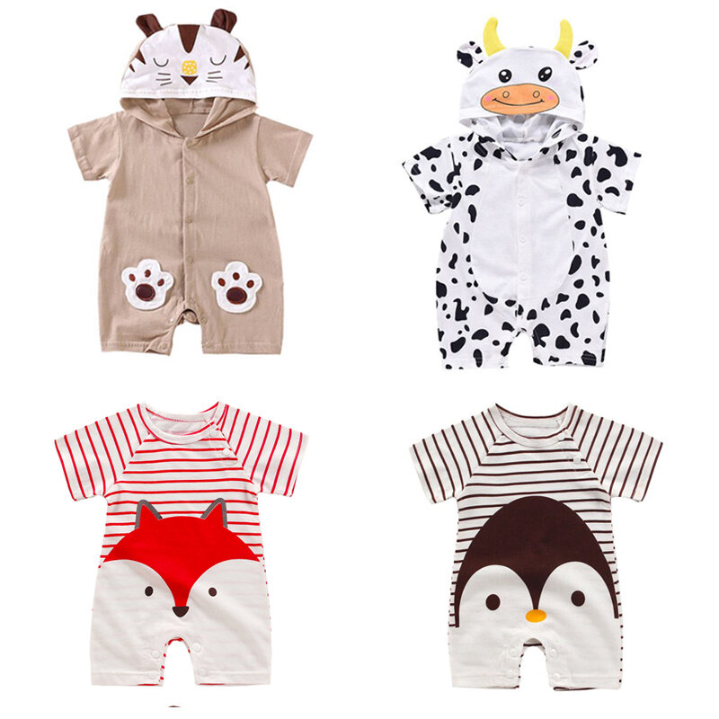 Mono infantil con estampado de animales para niña y niño, traje de algodón para recién nacido, peleles de dibujos animados para escalada, productos baratos para bebé 2021