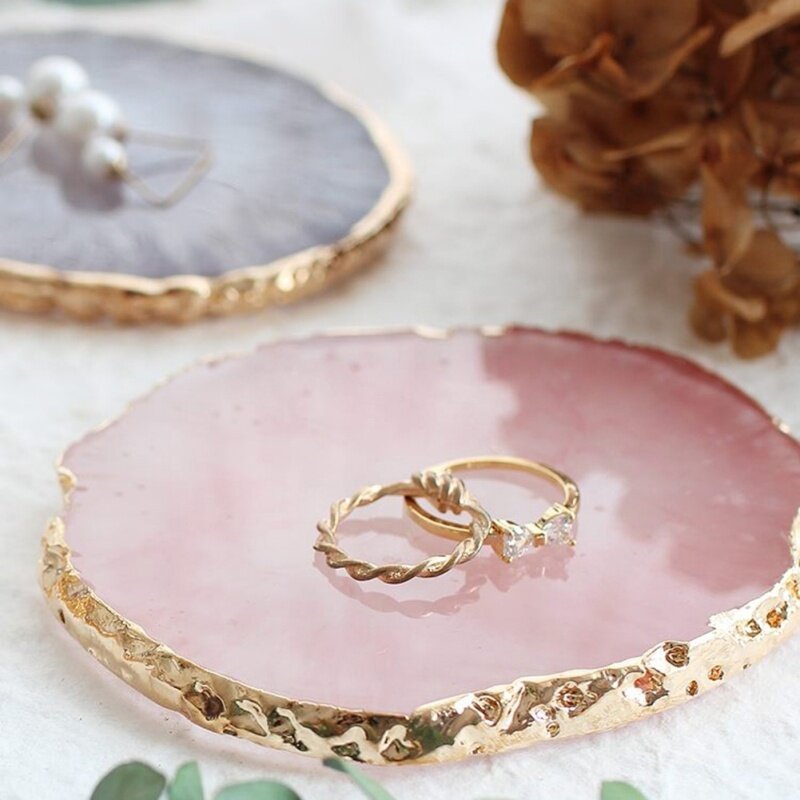 Resin Jewelry Display Plate Necklace Ring Earrings Painted Tray Jewelry Holder Organizer Home Decoration