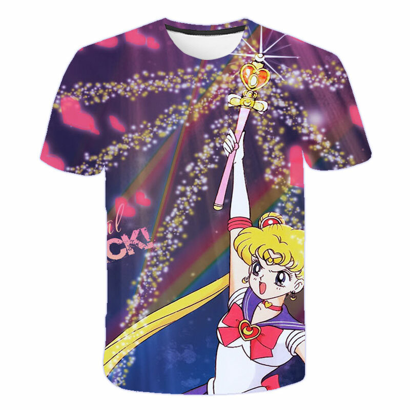 여성 Tshirt 3D sailor moon 일본 애니메이션 Tshirts 남성 t 셔츠 참신 캐주얼 소년 반팔 Teen Tops Camisetas