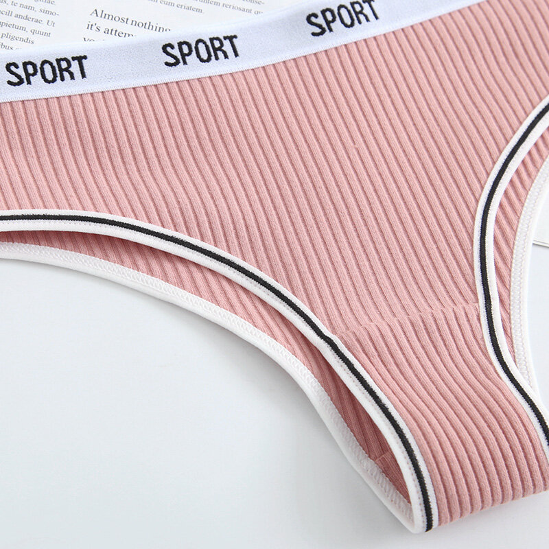 Women's Cotton Letter Panties Lingerie Soft Girls Solid Color Briefs Sexy Sport Underpants Fashion Female Underwear Intimates
