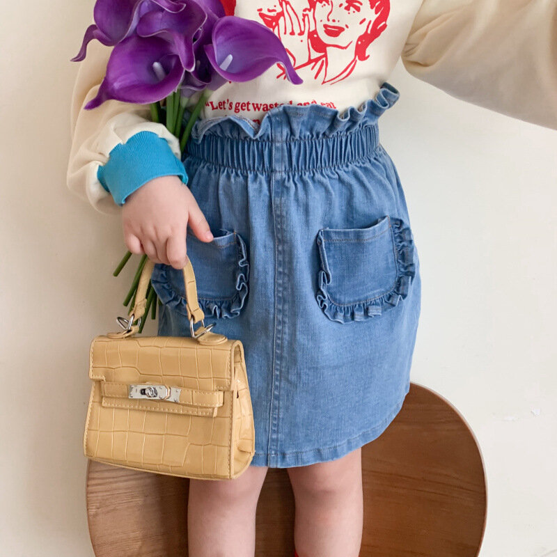 Babyinstar bebê unicórnio arco-íris impresso denim tutu saias para meninas moda estilo das meninas material crianças outwear roupas de meninas do bebê